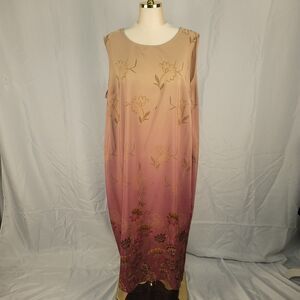 Vintage JM Woman Jennifer Moore Sz 24W Ombre Floral Maxi Dress Cottagecore Satin
